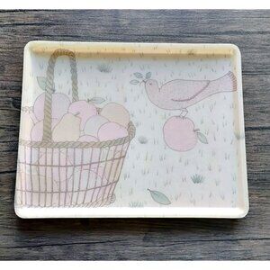 Mid Century Alpac Fiberglass Serving Tray, France, Pastel Bird, French Country